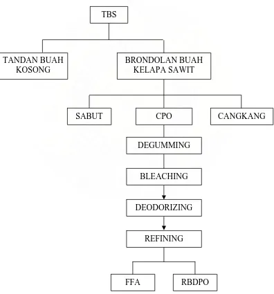 Gambar 2.1. Skema Pengolahan Tandan Buah Segar (TBS) Menjadi RBDPO 