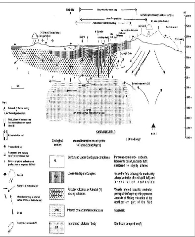 Gambar 4  Penampang geologi (W-E) area Kamojang (Sudarman, 1983) 
