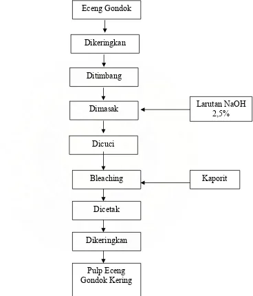 Gambar 3.1  Diagram Alir Proses Pembuatan Pulp Eceng Gondok 
