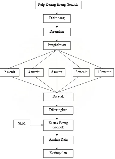Gambar 3.2 Diagaram Alir Proses Pembuatan Kertas Eceng Gondok 