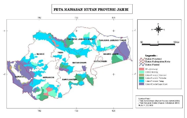 Gambar 6  Peta Kawasan Hutan Provinsi Jambi.