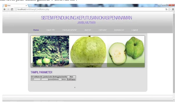 Gambar 9. form tampil data parameter  f.  Form keputusan 