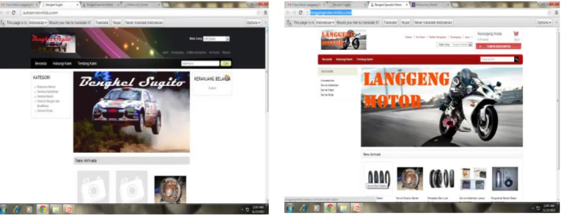 Gambar 13. website e-commerce dari masing-masing mitra 