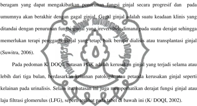 Tabel 2.1.   Kriteria PGK ( Suwitra, 2006). 