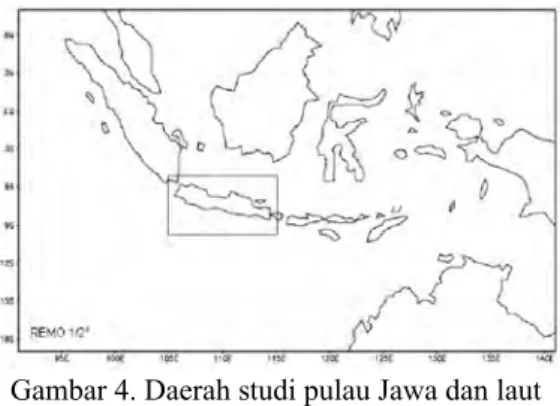Gambar 4. Daerah studi pulau Jawa dan laut  sekitarnya