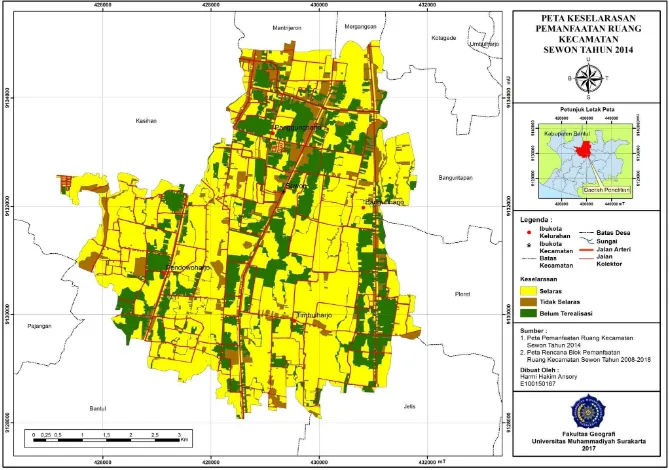 Gambar 7. Peta Keselarasan Kecamatan Sewon Tahun 2010