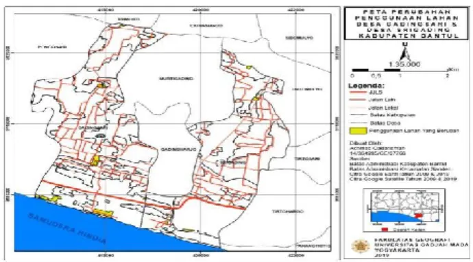 Gambar  4.  Peta  Perubahan  Penggunaan  Lahan  Desa Gadingsari dan Desa Srigading. 