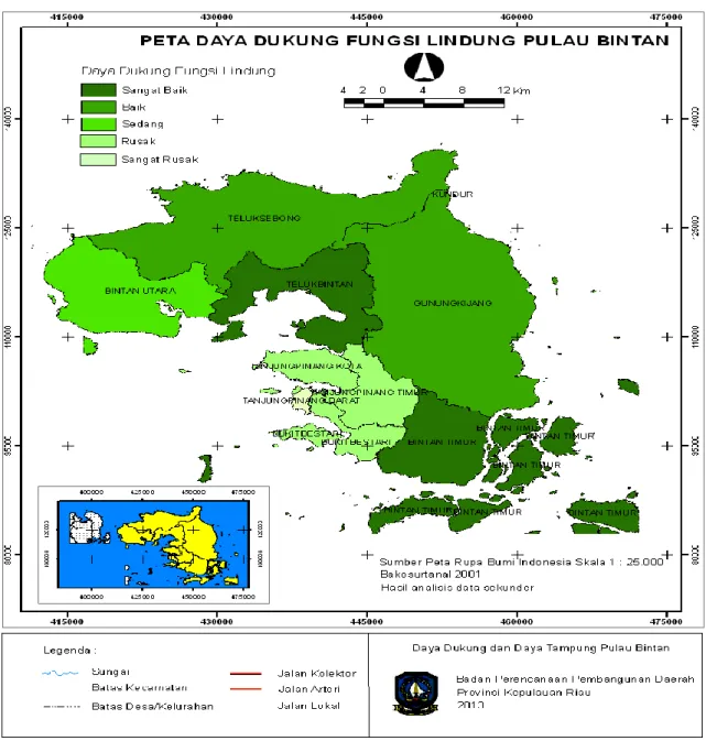 Gambar 3. Peta Daya Dukung Fungsi Lindung di Pulau Bintan