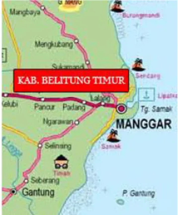 Gambar 1 Peta Kabupaten Belitung Timur  Sumber: (“Kabupaten Belitung Timur,” n.d.) 