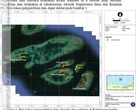 Gambar 1. Peta lokasi pengambilan data akustik dan sedimen di Kepulauan Seribu 