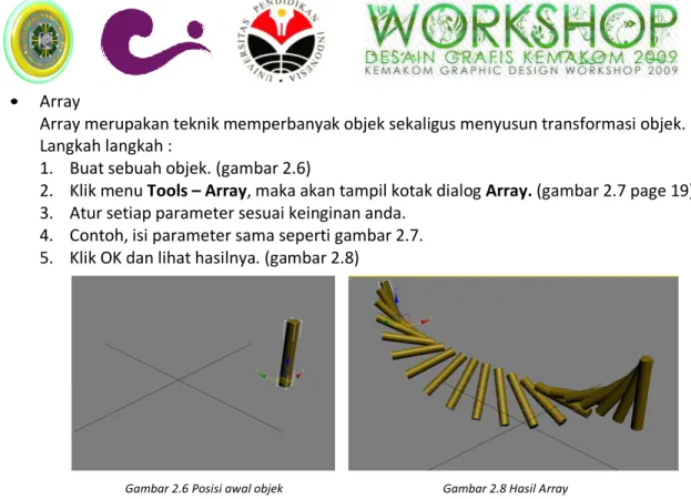 Gambar 2.6 Posisi awal objek  Gambar 2.8 Hasil Array 