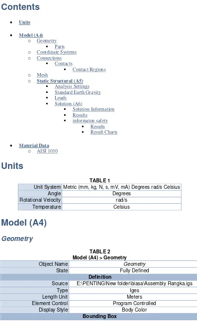 TABLE 1 Unit System Metric (mm, kg, N, s, mV, mA) Degrees rad/s Celsius 