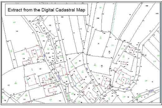 Gambar II.2 Contoh Peta yang di ekstrak dari Peta Kadastral Digital Austria  Sumber: BEV – Federal Office of Metrology and Surveying, 2009