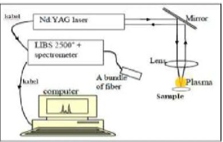 Gambar 2.1 Rangkaian alat Laser Induced Breakdown Spectroscopy (LIBS).