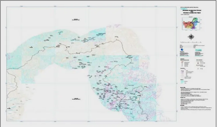 Gambar 7. Peta koridor batas antara Provinsi Kalimantan Tengah  dengan Provinsi Kalimantan Timur