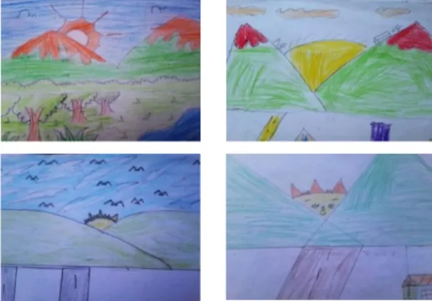Gambar 4. Hasil gambar anak  (dokumentasi: Nurafiah Admiyantu, 2020)  e.  Pola lainnya dengan variasi warna 