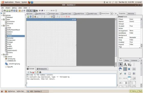 Gambar 2.1  Lingkungan pengembangan aplikasi gambas 2 linux 