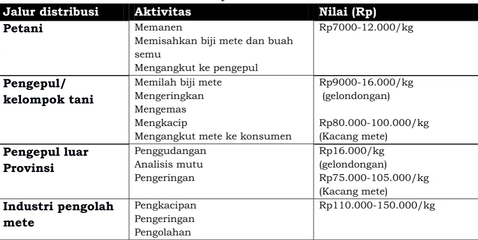 Tabel Jalur Distribusi dan Aktivitasnya 