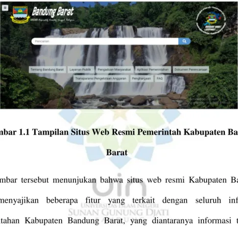 Gambar 1.1 Tampilan Situs Web Resmi Pemerintah Kabupaten Bandung  Barat 