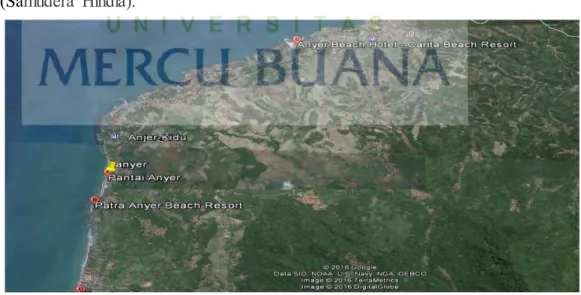 Gambar 3.2 Peta lokasi pantai Anyer  (Sumber  : Google  Earth) 