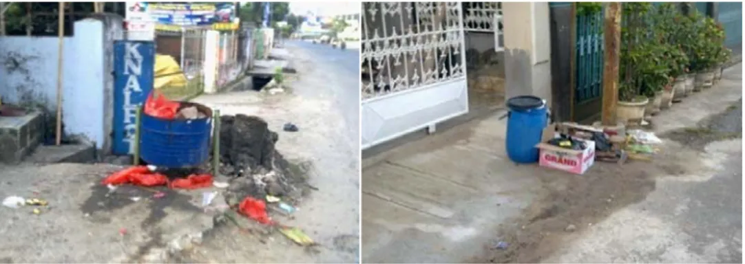 Gambar 7. Pola pengumpulan sampah warga dengan memanfaatkan tong (Gambar  diambil di Kelurahan Tanjung Agung pada bulan Maret 2011)