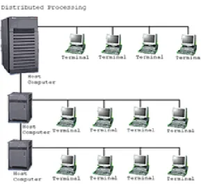 Gambar 9.5 Jaringan komputer model distributed processing. 