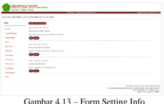 Gambar 4.13 – Form Setting Info 