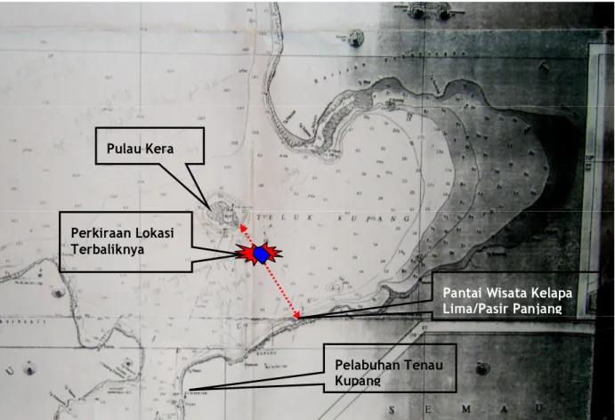 Gambar I-3 Peta Lokasi Terbaliknya Perahu MotorKoli-koli 