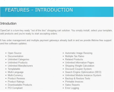 Gambar 1.7 Halaman Fitur CMS OpenCart 