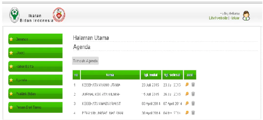 Gambar IV.10. Tampilan Agenda 