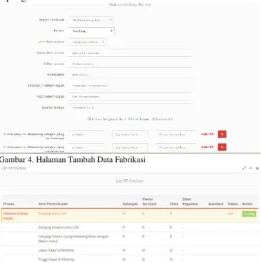 Gambar 4. Halaman Tambah Data Fabrikasi 