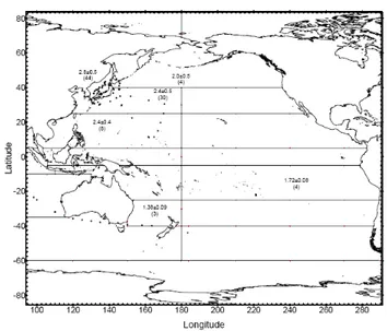 Gambar 3. Konsentrasi  137 Cs dalam air permukaan laut tahun 2000