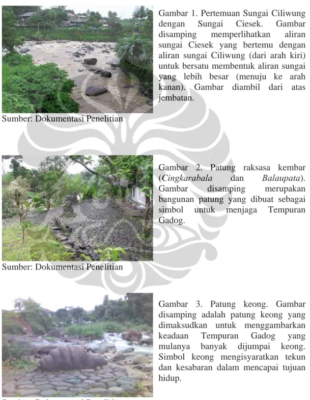 Gambar 1. Pertemuan Sungai Ciliwung  dengan Sungai Ciesek. Gambar  disamping memperlihatkan aliran  sungai Ciesek yang bertemu dengan  aliran sungai Ciliwung (dari arah kiri)  untuk bersatu membentuk aliran sungai  yang lebih besar (menuju ke arah  kanan)
