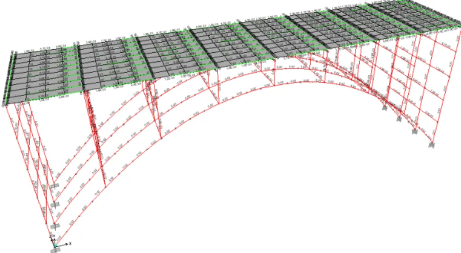 Gambar 10. Model 3D struktur jembatan pelengkung 