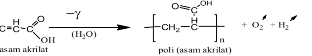 Gambar 2. Reaksi induksi iradiasi polimerisasi poli (natrium akrilat) 