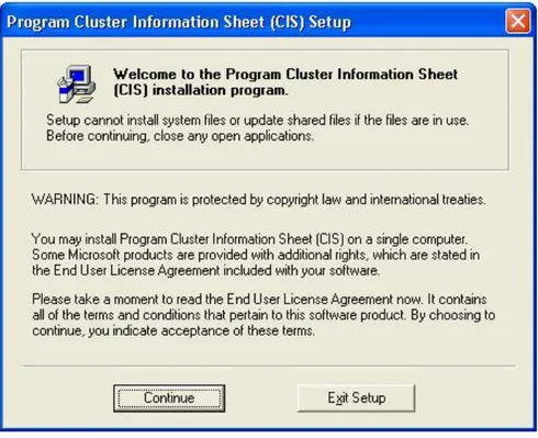 Gambar 2. Program Cluster Information Sheet (CIS) Setup 