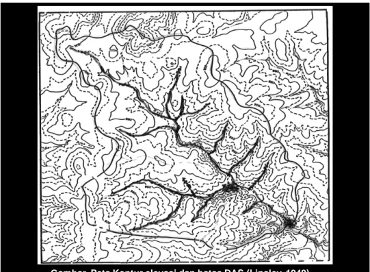 Gambar  Peta Kontur elevasi dan batas DAS (Linsley, 1949)