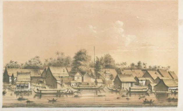 Gambar 1. Situasi Kampung Cina di Banjarmasin (Sumber: Schwaner, 1853: 55).
