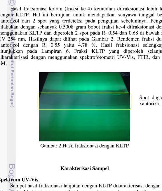Gambar 2 Hasil fraksionasi dengan KLTP 
