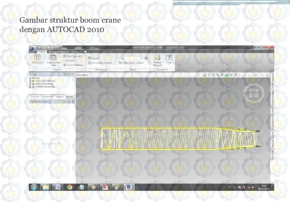 Gambar struktur boom crane  dengan AUTOCAD 2010
