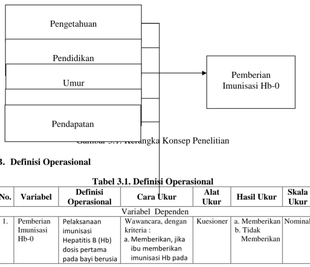 Gambar 3.1. Kerangka Konsep Penelitian  B.  Definisi Operasional  