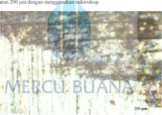 Gambar 4.3. Keausan tepi melihat dengan microscop 