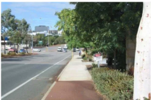 Gambar 002. Jalur pedestrian yang berdekatan dengan semak-semak  Sumber: Department of transport (2011) diakses pada 1 Maret 2015 