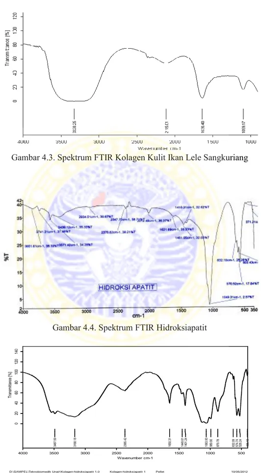 Gambar 4.3. Spektrum FTIR Kolagen Kulit Ikan Lele Sangkuriang 