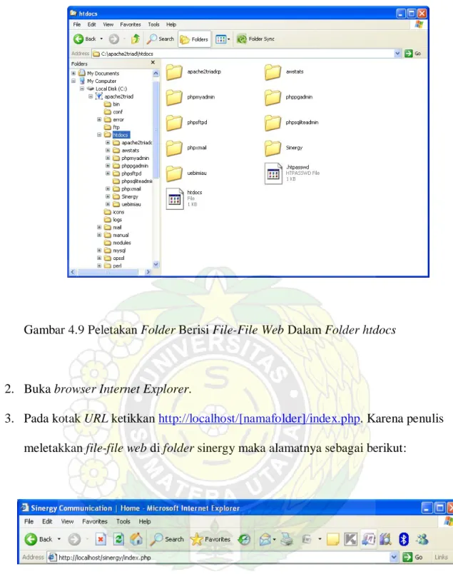 Gambar 4.9 Peletakan Folder Berisi File-File Web Dalam Folder htdocs     