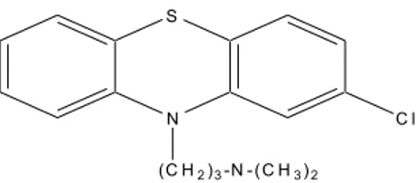 Gambar 2. 2-klor-10-( 3-dimetilaminopropil)-fenotiazina hidroklorida        (Anonim, 1979)