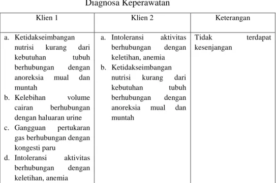 Tabel 4.12  Diagnosa Keperawatan 