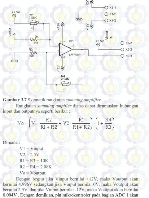 Gambar 3.7 Skematik rangkaian summing amplifier 