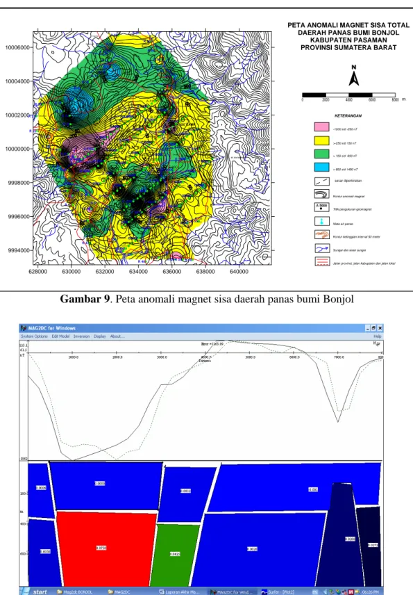 Gambar 9. Peta anomali magnet sisa daerah panas bumi Bonjol 