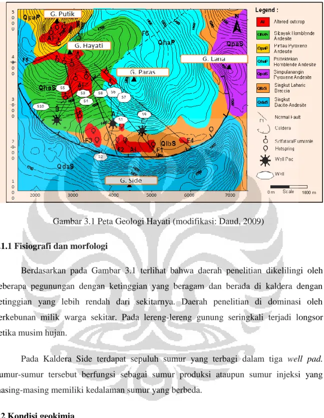 Gambar 3.1 Peta Geologi Hayati (modifikasi: Daud, 2009)  3.1.1 Fisiografi dan morfologi 